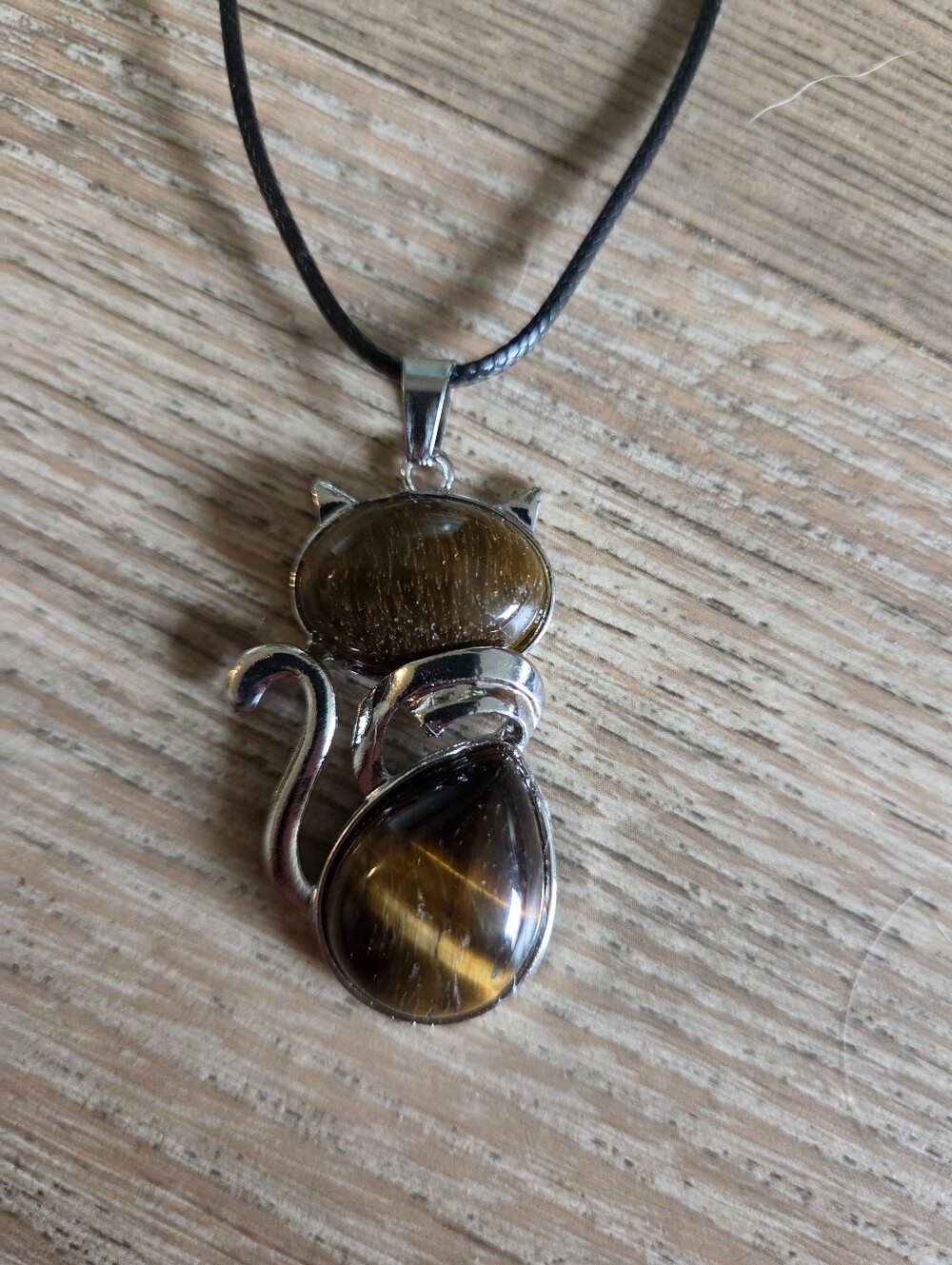 Tiger's Eye Cat Pendant Necklace